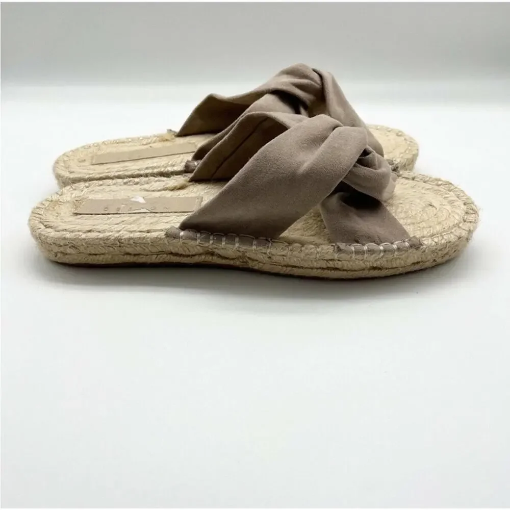 ASOS Design Jolly Knotted Beige Faux Suede Crossover Espadrille Flats Size 9